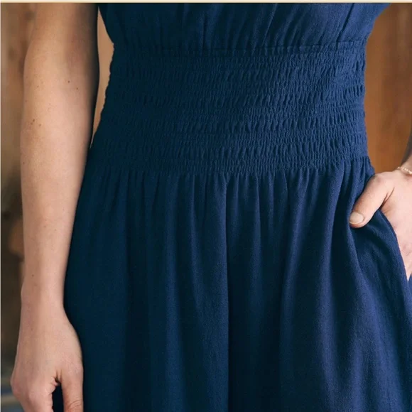 FAHERTY Coast To Coast Midi Dress in Navy - Excellent Pre-Owned Condition, Large - Picture 3 of 16